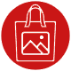 Small circle icon with a tote bag inside Small circle icon with a tote bag inside