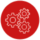 Small circle icon with cog gears inside Small circle icon with cog gears inside