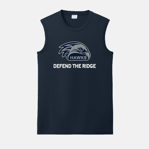 River Ridge High School Football Dri-Fit Sleeveless Muscle Shirt | View: Front | Color: Navy