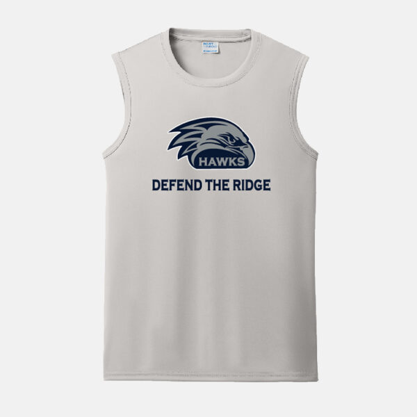 River Ridge High School Football Dri-Fit Sleeveless Muscle Shirt | View: Front | Color: Silver
