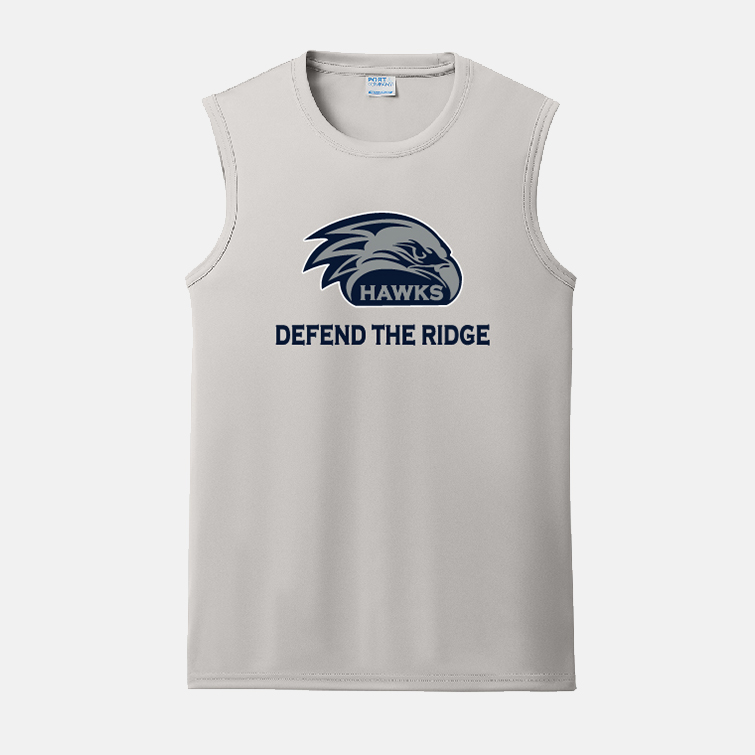 River Ridge High School Football Dri-Fit Sleeveless Muscle Shirt | View: Front | Color: Silver