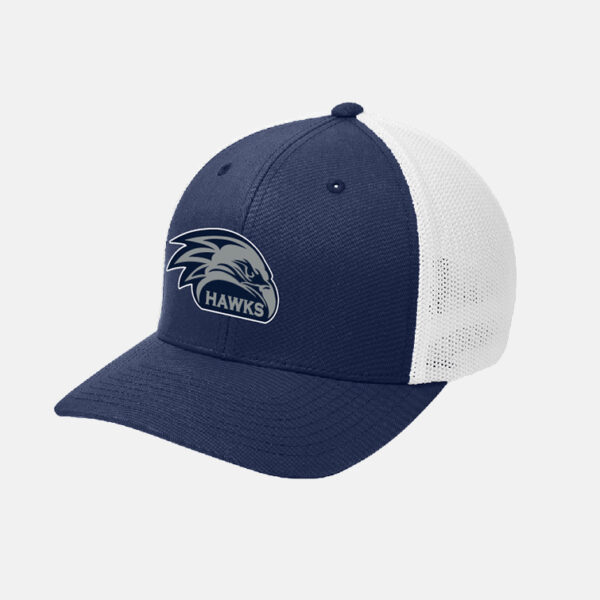 River Ridge High School Football Flexfit Hat | View: Front | Color: Navy/White