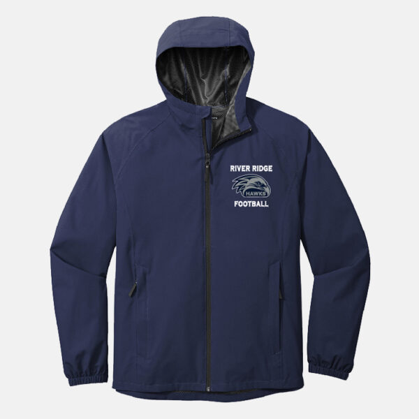 River Ridge High School Football Full Zip Rain Jacket | View: Front | Color: Navy