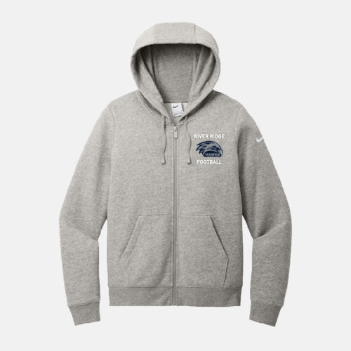 River Ridge High School Football Women's Nike Full Zip Hoodie | View: Front | Color: Heather Gray