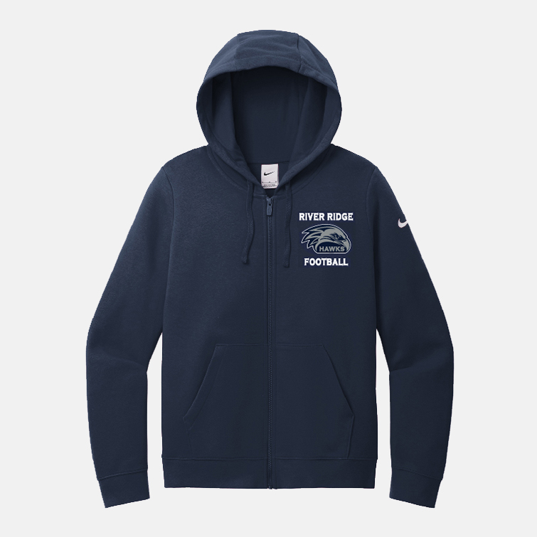 River Ridge High School Football Women's Nike Full Zip Hoodie | View: Front | Color: Navy