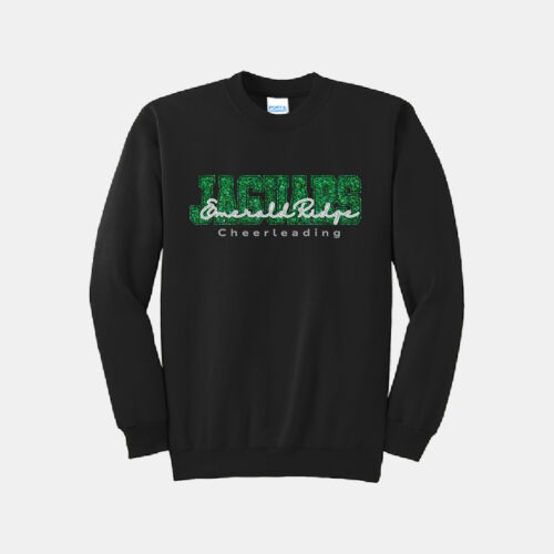 Emerald Ridge High School Cheer Sparkle Crewneck Sweatshirt | View: Front | Color: Black