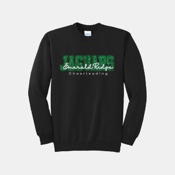 Emerald Ridge High School Cheer Sparkle Crewneck Sweatshirt | View: Front | Color: Black