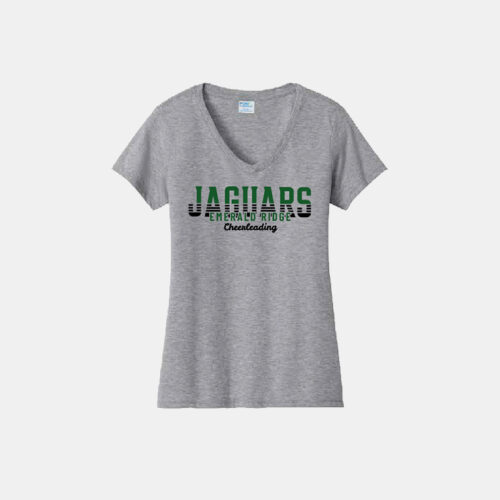 Emerald Ridge High School Cheer Women's V-Neck Shirt | View: Front | Color: Heather Gray