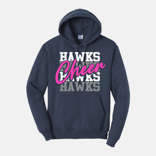 TCYFL Hawks Cheer Four Hawks Hoodie | View: Front | Color: Navy
