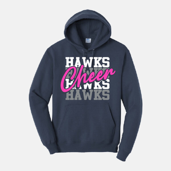 TCYFL Hawks Cheer Four Hawks Hoodie | View: Front | Color: Navy