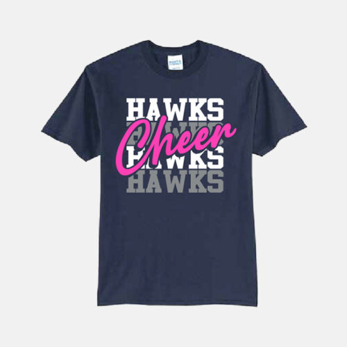 TCYFL Hawks Cheer Four Hawks Shirt | View: Front | Color: Navy