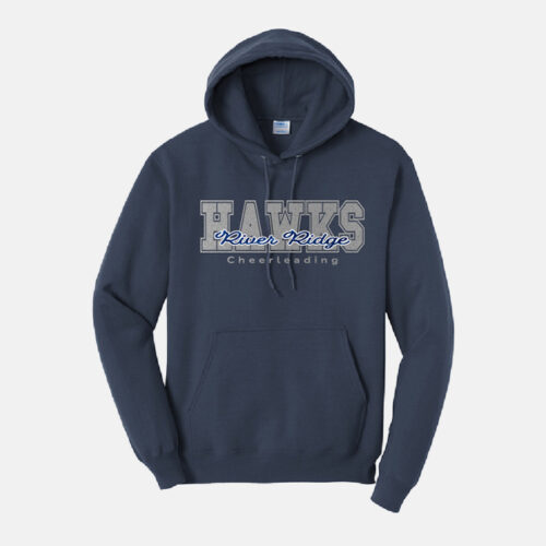 TCYFL Hawks Cheer Block Script Hoodie | View: Front | Color: Navy