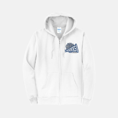 TCYFL Hawks Cheer Pom Full Zip Hoodie | View: Front | Color: White