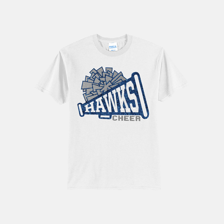 TCYFL Hawks Cheer Pom Shirt | View: Front | Color: White