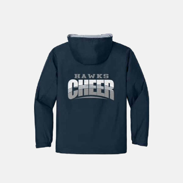 TCYFL Hawks Cheer Pom Rain Jacket | View: Back | Color: Navy