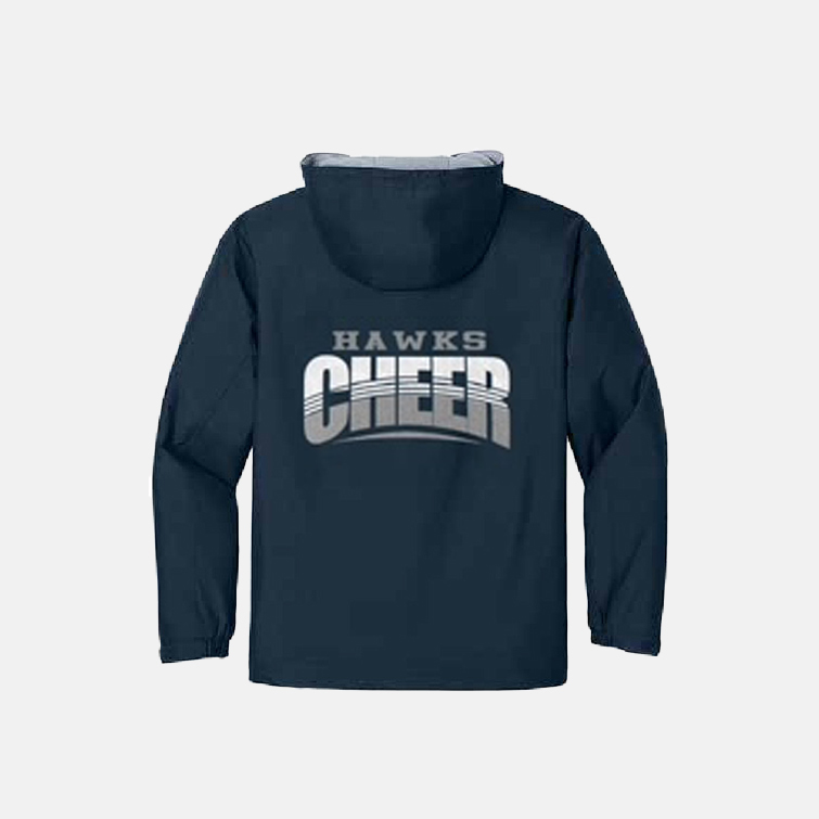 TCYFL Hawks Cheer Pom Rain Jacket | View: Back | Color: Navy