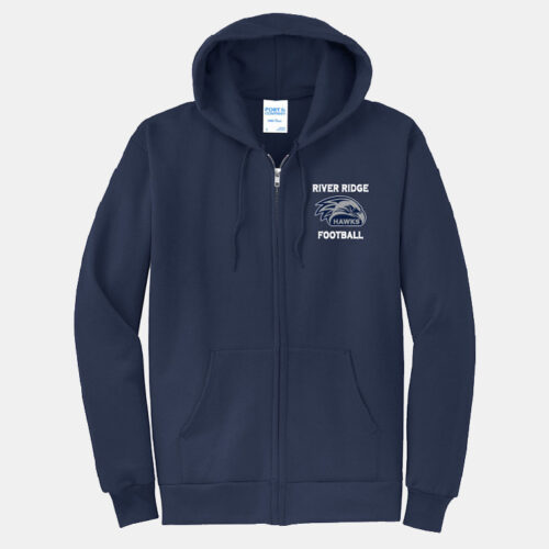 River Ridge High School Football Full Zip Hoodie | View: Front | Color: Navy