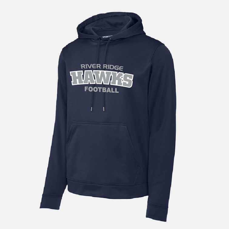 TCYFL Hawks Football Bold Dri-Fit Hoodie | View: Front | Color: Navy