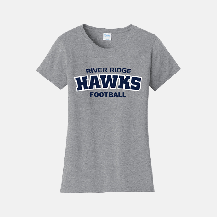 TCYFL Hawks Football Bold Women's Shirt | View: Front | Color: Heather Gray