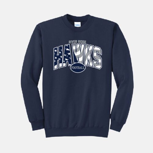 TCYFL Hawks Football Stars and Stripes Crewneck Sweatshirt | View: Front | Color: Navy