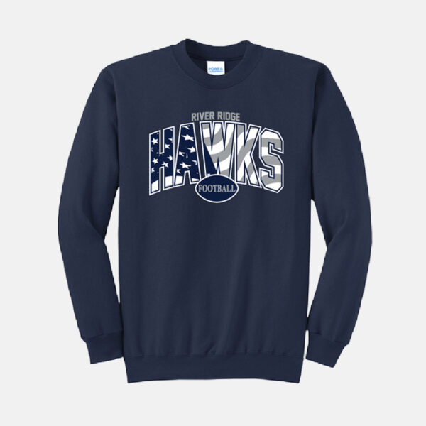 TCYFL Hawks Football Stars and Stripes Crewneck Sweatshirt | View: Front | Color: Navy