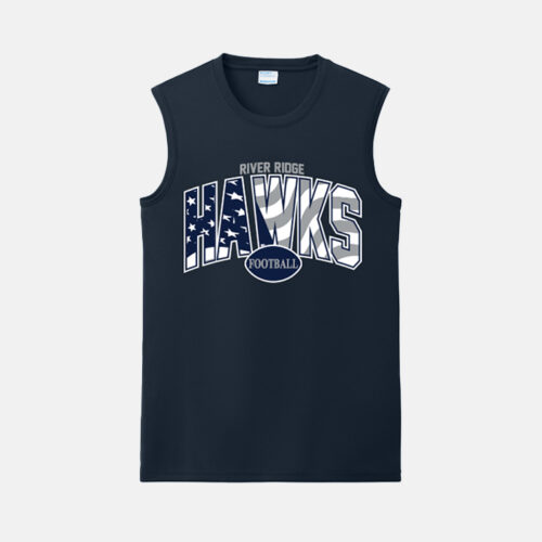 TCYFL Hawks Football Stars and Stripes Dri-Fit Muscle Tank | View: Front | Color: Navy