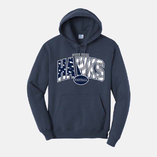 TCYFL Hawks Football Stars and Stripes Hoodie | View: Front | Color: Navy