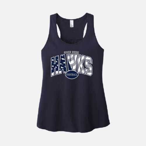 TCYFL Hawks Football Stars and Stripes Women's Racerback Tank | View: Front | Color: Navy