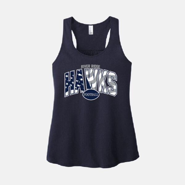 TCYFL Hawks Football Stars and Stripes Women's Racerback Tank | View: Front | Color: Navy