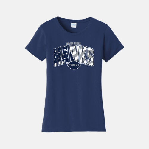 TCYFL Hawks Football Stars and Stripes Women's Shirt | View: Front | Color: Navy
