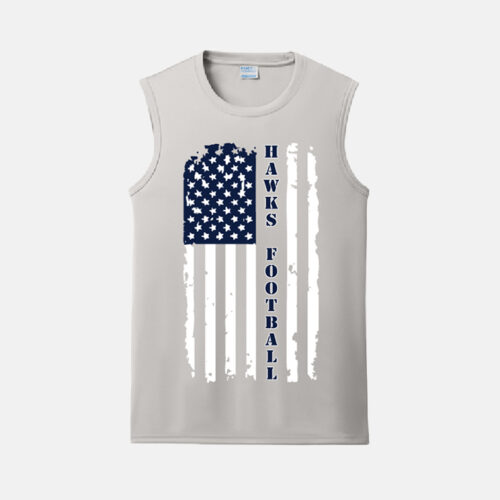 TCYFL Hawks Football US Flag Dri-Fit Muscle Tank | View: Front | Color: Silver