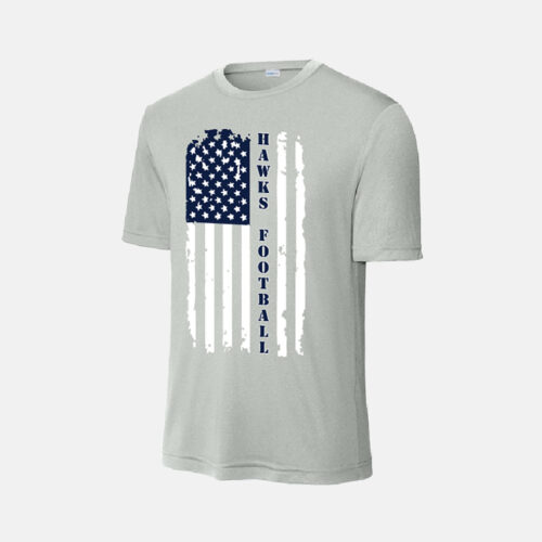 TCYFL Hawks Football US Flag Dri-Fit Shirt | View: Front | Color: Silver