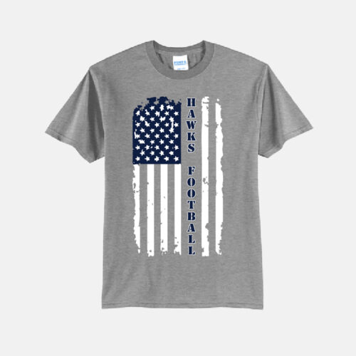 TCYFL Hawks Football US Flag Shirt | View: Front | Color: Heather Gray