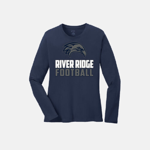 River Ridge High School Football Women's Long Sleeve Shirt | View: Front | Color: Navy