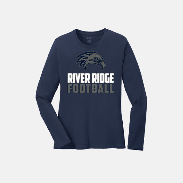 River Ridge High School Football Women's Long Sleeve Shirt | View: Front | Color: Navy