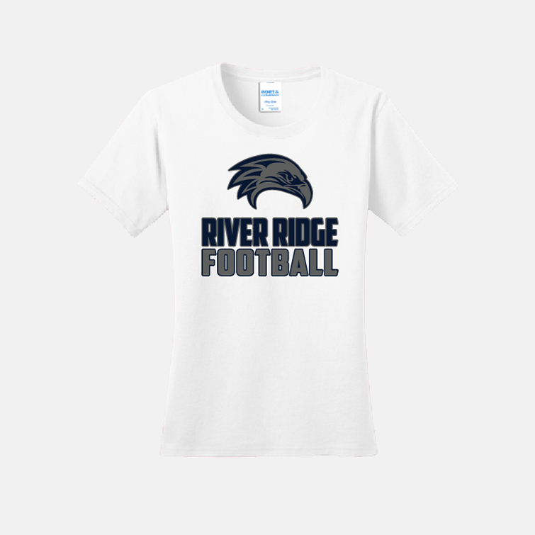 River Ridge High School Football Women's Shirt | View: Front | Color: White