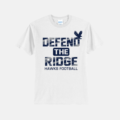 TCYFL Hawks Football Defend the Ridge Shirt | View: Front | Color: White