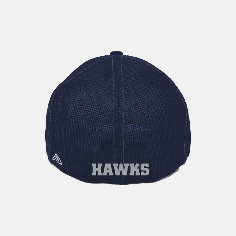TCYFL Hawks Football Flexfit Hat | View: Back | Color: White/Navy