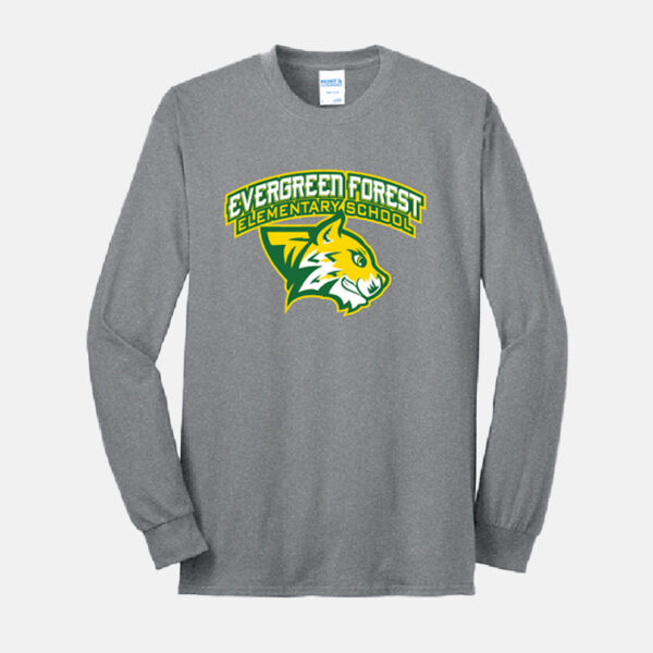 Evergreen Forest Elementary Long Sleeve Shirt | View: Front | Color: Heather Gray