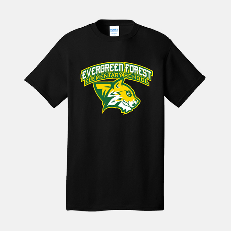 Evergreen Forest Elementary Shirt | View: Front | Color: Black