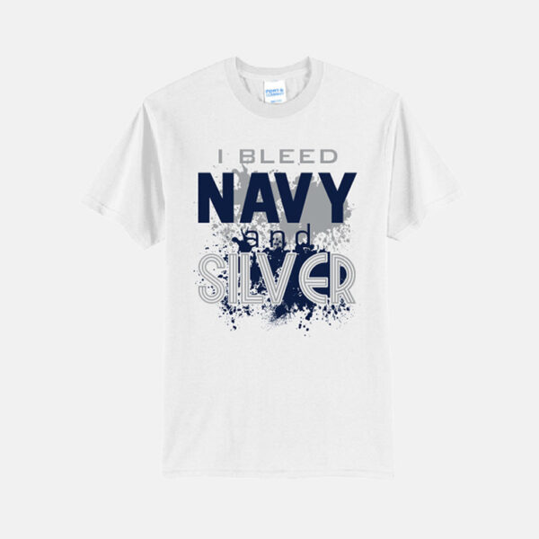 River Ridge I Bleed Navy and Silver Shirt | View: Front | Color: White