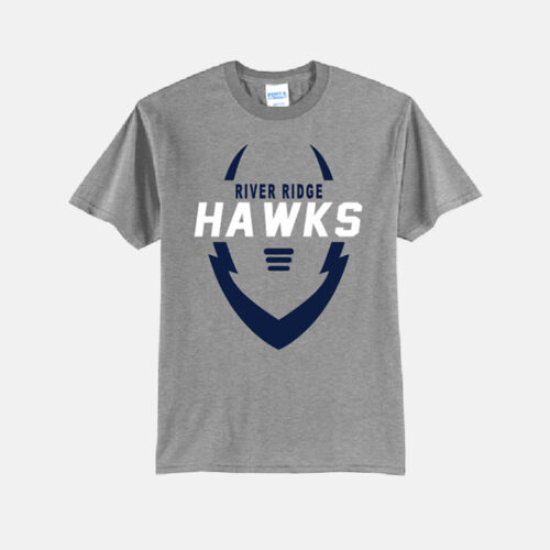 River Ridge Hawks Football Shirt | View: Front | Color: Heather Gray