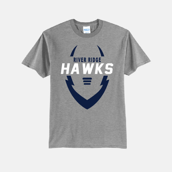 River Ridge Hawks Football Shirt | View: Front | Color: Heather Gray