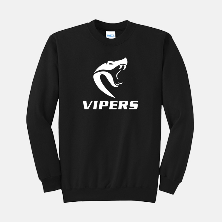 Vipers Soccer Crewneck Sweatshirt | View: Front | Color: Black