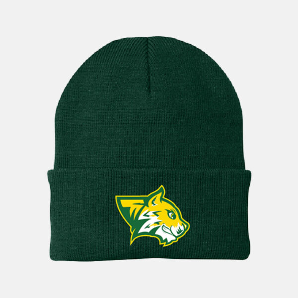 Evergreen Forest Elementary Brim Beanie | View: Front | Color: Forest Green