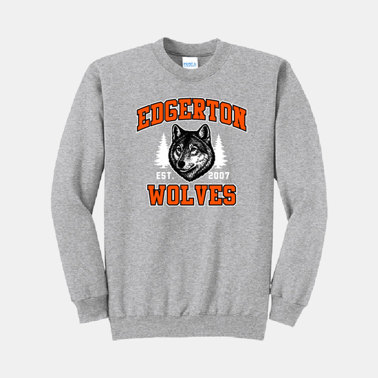 Edgerton Elementary Crewneck Sweatshirt | View: Front | Color: Heather Gray