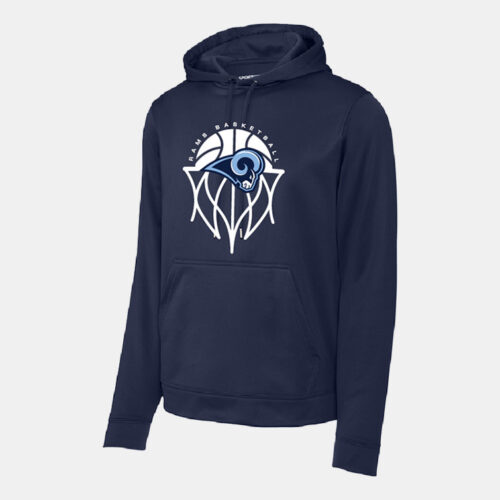 Rams Basketball Dri-Fit Hoodie | View: Front | Color: Navy