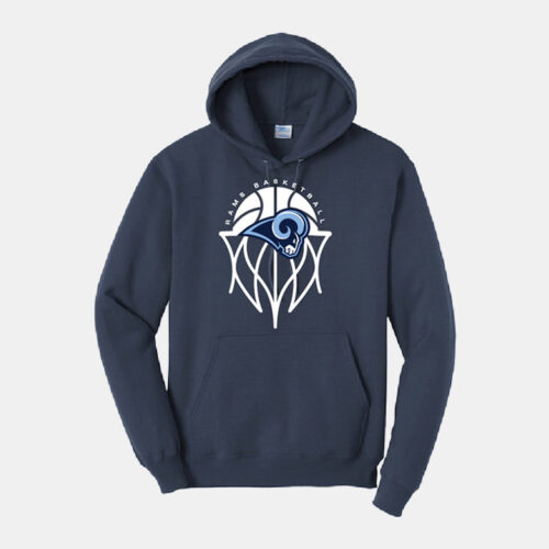 Rams Basketball Hoodie | View: Front | Color: Navy