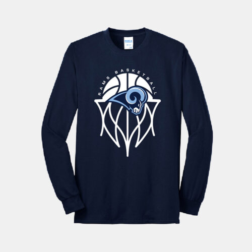 Rams Basketball Long Sleeve Shirt | View: Front | Color: Navy