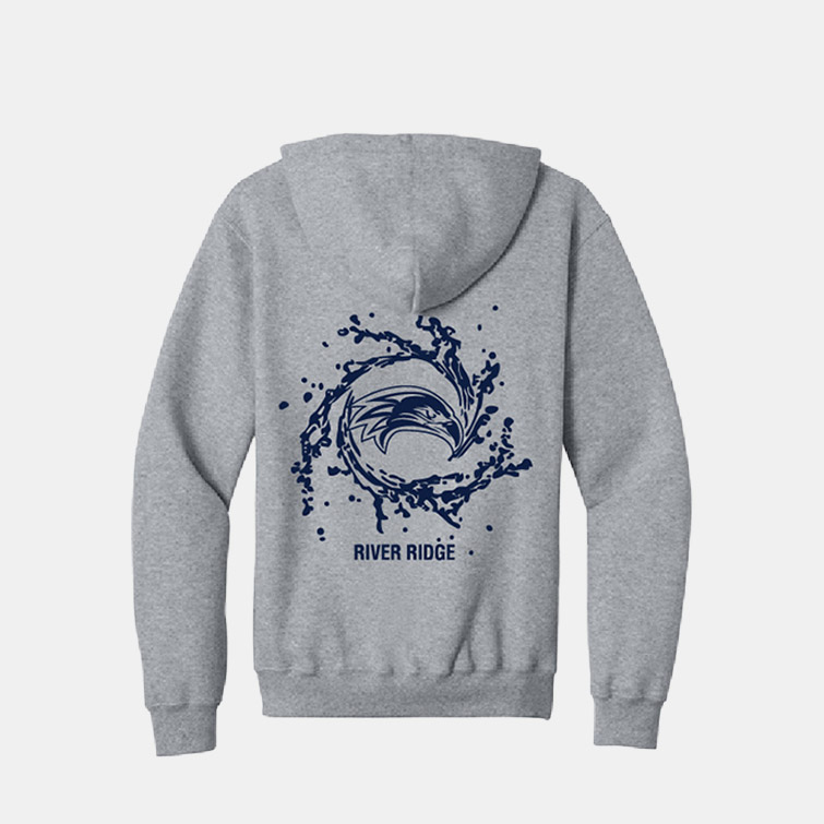 River Ridge High School Swim Full Zip Hoodie | View: Back | Color: Heather Gray